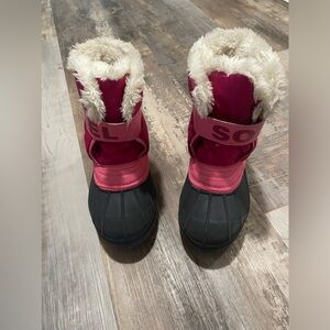 Sorel Kids Pink and Black Snow Boots
